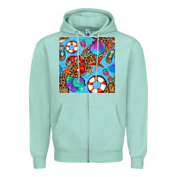 Seafoam summer with leopard seamless pattern Zipper Hoodie - BundleAndBundleShop