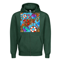 Sports Green summer with leopard seamless pattern Zipper Hoodie - BundleAndBundleShop