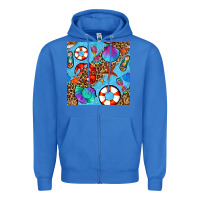True Royal summer with leopard seamless pattern Zipper Hoodie - BundleAndBundleShop