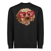 Black toy poodle with love glasses Heavyweight Sweatshirt - RanaPortraitStore