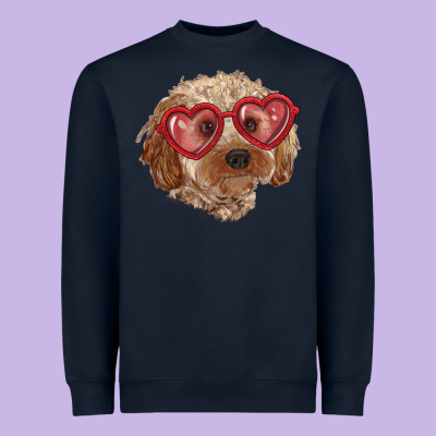 Heavyweight Sweatshirt toy poodle with love glasses