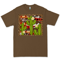 Cacao aztec cowhide cactus background Premium Tee - Artiststas