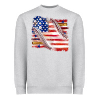 Heather Grey baseball american flag Heavyweight Sweatshirt - texasbilliewilder