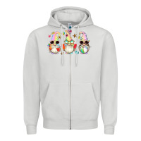 Dove Grey summer gnomes Zipper Hoodie - Artiststas