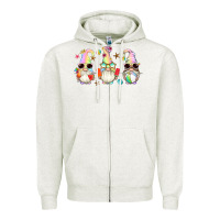 Oatmeal Heather summer gnomes Zipper Hoodie - Artiststas