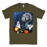 Army Green halloween tree and ghosts Classic Tee - AdoDesignShop