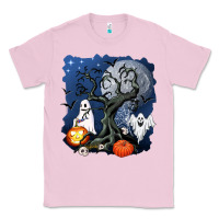 Bubblegum Pink halloween tree and ghosts Classic Tee - AdoDesignShop