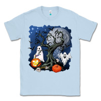 Dusty Blue halloween tree and ghosts Classic Tee - AdoDesignShop
