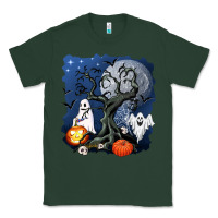 Sports Green halloween tree and ghosts Classic Tee - AdoDesignShop