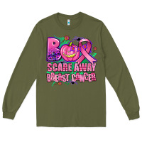 Army Green halloween boo with cancer ribbon breast cancer sca Long Sleeve Tee - AdoDesignShop