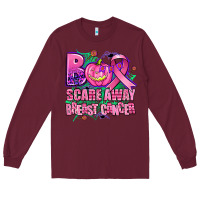 Burgundy halloween boo with cancer ribbon breast cancer sca Long Sleeve Tee - AdoDesignShop