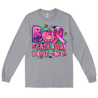 Heather Grey halloween boo with cancer ribbon breast cancer sca Long Sleeve Tee - AdoDesignShop