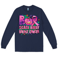 Navy halloween boo with cancer ribbon breast cancer sca Long Sleeve Tee - AdoDesignShop