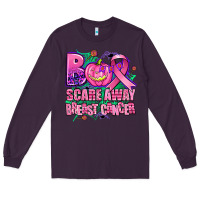 Plum halloween boo with cancer ribbon breast cancer sca Long Sleeve Tee - AdoDesignShop
