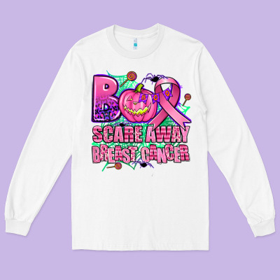 Halloween Boo With Cancer Ribbon Breast Cancer Sca Long Sleeve Tee Designed By Adodesignshop