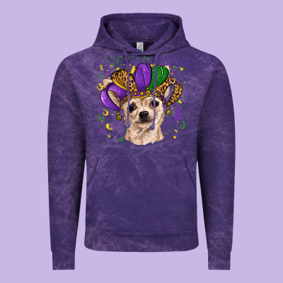 Vintage Hoodie mardi gras hat chihuahua