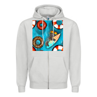 Dove Grey koala at the pool seamless pattern Zipper Hoodie - BundleAndBundleShop