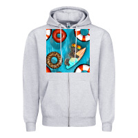 Heather Grey koala at the pool seamless pattern Zipper Hoodie - BundleAndBundleShop