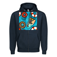 Navy koala at the pool seamless pattern Zipper Hoodie - BundleAndBundleShop