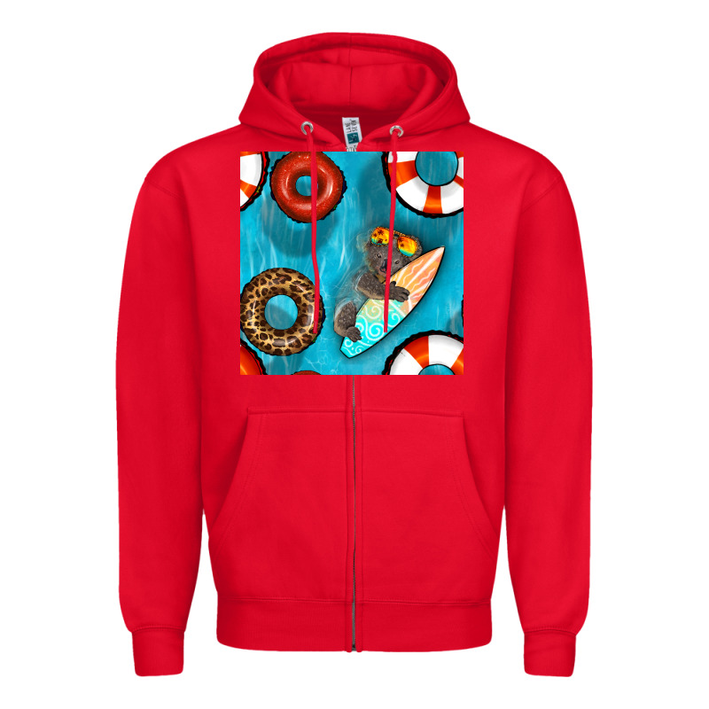 Koala At The Pool Seamless Pattern Zipper Hoodie by BundleAndBundleShop | Teevron