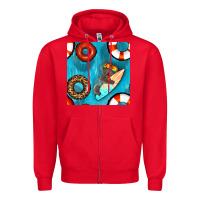 Red koala at the pool seamless pattern Zipper Hoodie - BundleAndBundleShop