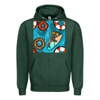 Sports Green koala at the pool seamless pattern Zipper Hoodie - BundleAndBundleShop
