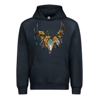 Navy boho deer skull sunflowers and gemstone Urban Hoodie - RanaPortraitStore