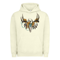 Pigment Pistachio boho deer skull sunflowers and gemstone Urban Hoodie - RanaPortraitStore