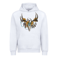 White boho deer skull sunflowers and gemstone Urban Hoodie - RanaPortraitStore