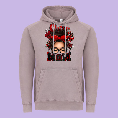 Cheer Mom Messy Bun Vintage Hoodie Designed By Texasbilliewilder