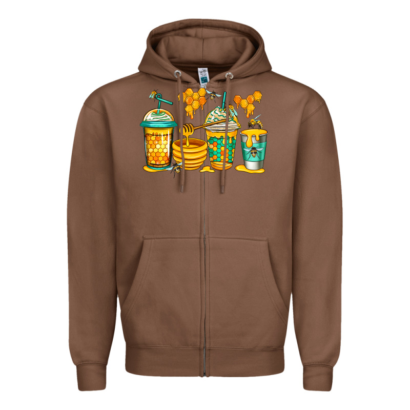 Bumble Bee Honey Coffee Zipper Hoodie by Jasminsmagicworld | Teevron