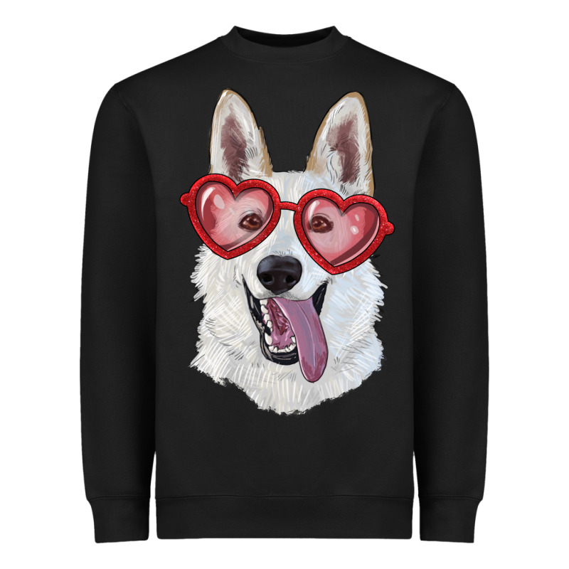 White Shepherd With Love Glasses Heavyweight Sweatshirt by RanaPortraitStore | Teevron