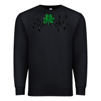Black shamrock heartbeat Premium Sweatshirt - MaliasSmallBusiness