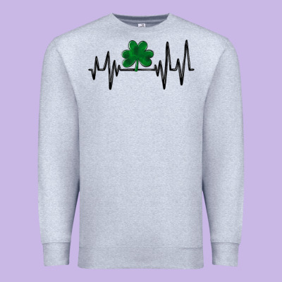 Shamrock Heartbeat Premium Sweatshirt Designed By Maliassmallbusiness