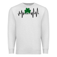 Oatmeal Heather shamrock heartbeat Premium Sweatshirt - MaliasSmallBusiness