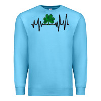 Ocean Blue shamrock heartbeat Premium Sweatshirt - MaliasSmallBusiness