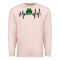 Pale Pink shamrock heartbeat Premium Sweatshirt - MaliasSmallBusiness