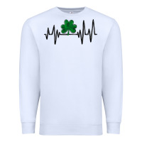 White shamrock heartbeat Premium Sweatshirt - MaliasSmallBusiness