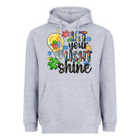 Heather Grey let your light shine Heavyweight Hoodie - MaliasSmallBusiness