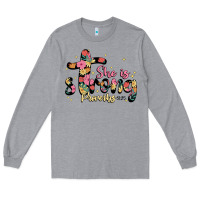 Heather Grey she is strong proverbs 31 25 Long Sleeve Tee - JahusDesignShop
