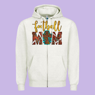 Football Mom Zipper Hoodie Designed By Jahusdesignshop
