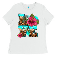 White love summer with flowers Ladies Tee - AdoDesignShop