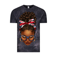 Cloud Black union jack flag afro messy bun Vintage Tee - texasbilliewilder