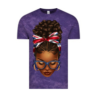 Cloud Purple union jack flag afro messy bun Vintage Tee - texasbilliewilder