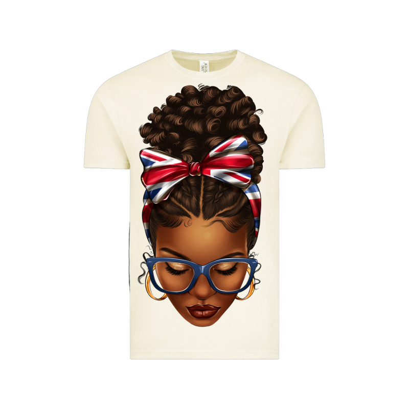 Union Jack Flag Afro Messy Bun Vintage Tee by texasbilliewilder | Teevron