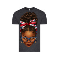 Vintage Black union jack flag afro messy bun Vintage Tee - texasbilliewilder
