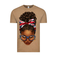 Vintage Coffee union jack flag afro messy bun Vintage Tee - texasbilliewilder