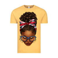 Vintage Mustard union jack flag afro messy bun Vintage Tee - texasbilliewilder