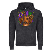 Vintage Black mardi gras hat dachshund Vintage Hoodie - RanaPortraitStore