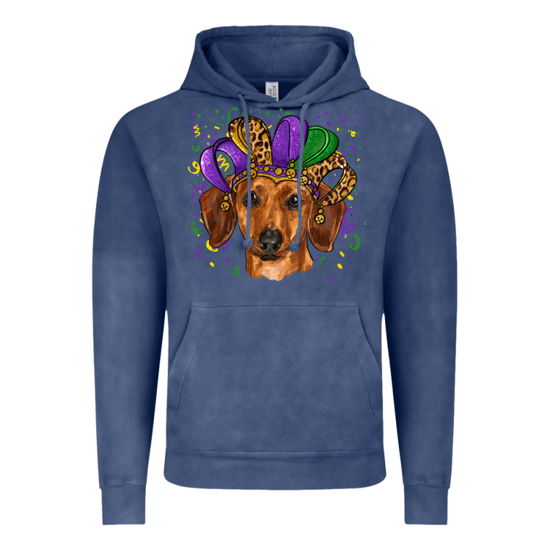 Mardi Gras Hat Dachshund Vintage Hoodie by RanaPortraitStore | Teevron